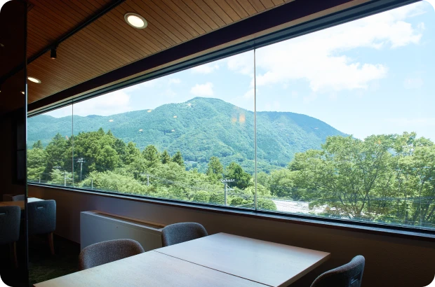 窓から望む箱根の景色